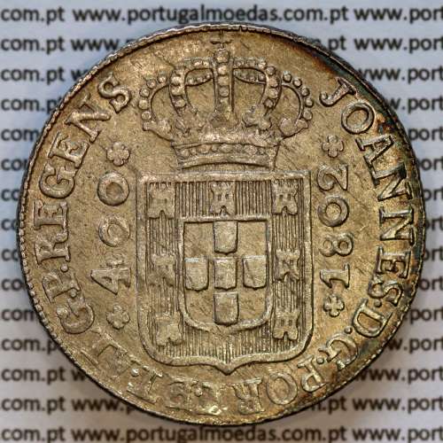 Portugal, silver coin Cruzado Novo 1802 D. João Prince Regent, medium crown of 34 pearls (var.1), 1-point diamond diadem