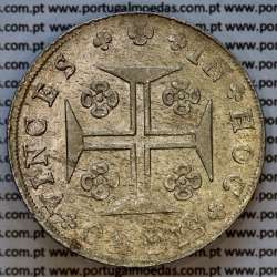 Cruzado Novo prata 1805 D. João Príncipe Regente, 480 Reis prata 1805, coroa média de 33 pérolas, diadema losango 1 ponto, Var.1