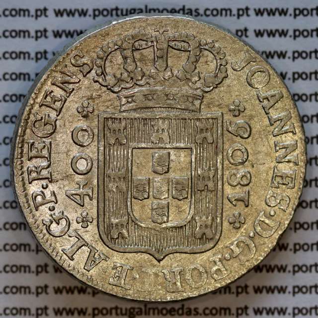 Cruzado Novo prata 1805 D. João Príncipe Regente, 480 Reis prata 1805, coroa média de 33 pérolas, diadema losango 1 ponto, Var.1
