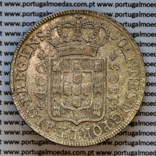 Portugal, silver coin Cruzado Novo 1805 D. João Prince Regent, low crown with 45 pearls, 2-point diamond diadem, (var.1)