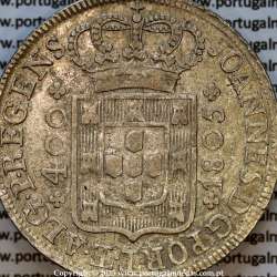 Portugal, silver coin Cruzado Novo 1805 D. João Prince Regent, low crown with 45 pearls, 2-point diamond diadem, (var.1)