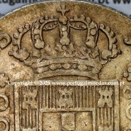 Cruzado Novo prata 1808 D. João Príncipe Regente, 480 Réis, Eixo Vertical, coroa média de 31 pérolas, diadema losango 1 ponto