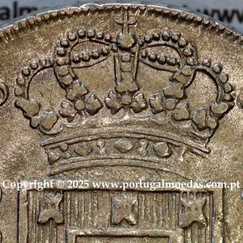 Portugal, silver coin of Cruzado Novo 1808 D. João Prince Regent,  tall and narrow crown with 44 pearls, diamond diadem 2 points