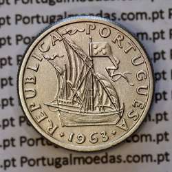 Portugal, coin of 5 Escudos 1963, 5$00 Escudos 1963 Copper-Nickel Portuguese Republic, (AU), World Coins Portugal KM 591