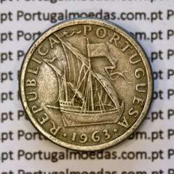 5$00 escudos 1963 cupro-níquel, 5 Escudos 1963 cuproníquel da República Portuguesa, (BC+/MBC), World Coins Portugal KM 591