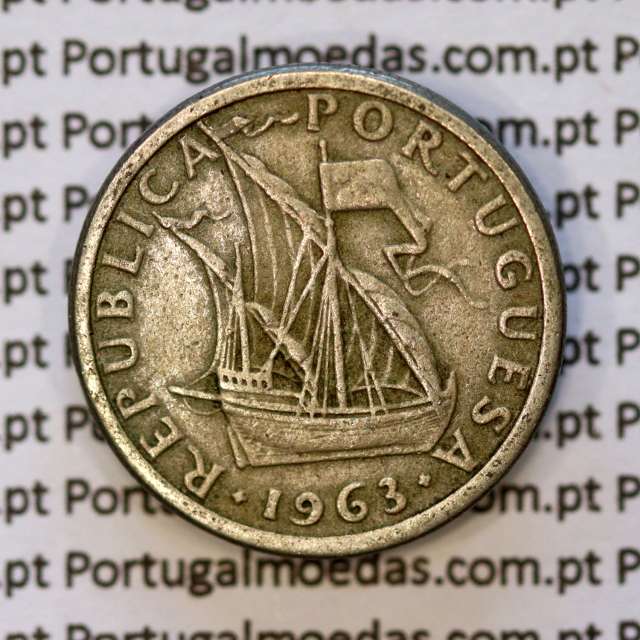 5$00 escudos 1963 cupro-níquel, 5 Escudos 1963 cuproníquel da República Portuguesa, (BC+/MBC), World Coins Portugal KM 591