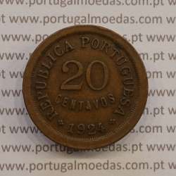 MOEDA DE VINTE CENTAVOS (20 CENTAVOS) BRONZE 1924 MBC