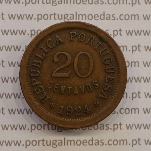 MOEDA DE VINTE CENTAVOS (20 CENTAVOS) BRONZE 1924 MBC
