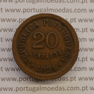 MOEDA DE VINTE CENTAVOS (20 CENTAVOS) BRONZE 1924 MBC