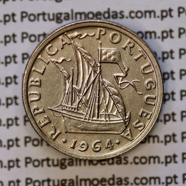 5$00 escudos 1964 cupro-níquel, 5 Escudos 1964 cuproníquel da República Portuguesa, (Bela), World Coins Portugal KM 591
