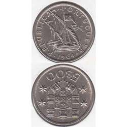 Portugal, coin of 5 Escudos 1964, 5$00 Escudos 1964 Copper-Nickel Portuguese Republic, (F), World Coins Portugal KM 591
