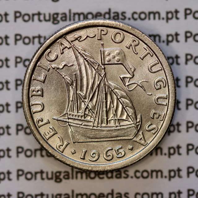 Portugal, coin of 5 Escudos 1965, 5$00 Escudos 1965 Copper-Nickel Portuguese Republic, (BU/UNC), World Coins Portugal KM 591