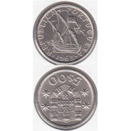 5$00 escudos 1965 cupro-níquel, 5 Escudos 1965 cuproníquel da República Portuguesa, (BC), World Coins Portugal KM 591