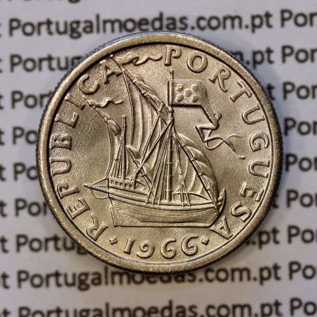 5$00 escudos 1966 cupro-níquel, 5 Escudos 1966 cuproníquel da República Portuguesa, (Soberba), World Coins Portugal KM 591