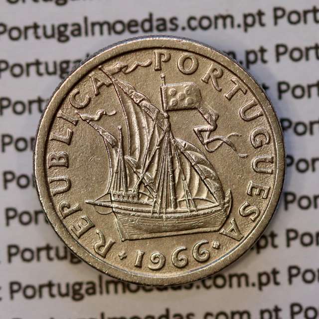 5$00 escudos 1966 cupro-níquel, 5 Escudos 1966 cuproníquel da República Portuguesa, (Bela), World Coins Portugal KM 591