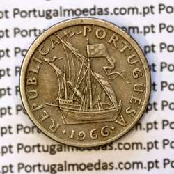 5$00 escudos 1966 cupro-níquel, 5 Escudos 1966 cuproníquel da República Portuguesa, (MBC), World Coins Portugal KM 591