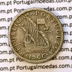 5$00 escudos 1966 cupro-níquel, 5 Escudos 1966 cuproníquel da República Portuguesa, (BC), World Coins Portugal KM 591