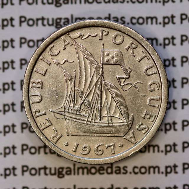 Portugal, coin of 5 Escudos 1967, 5$00 Escudos 1967 Copper-Nickel Portuguese Republic, (AU), World Coins Portugal KM 591