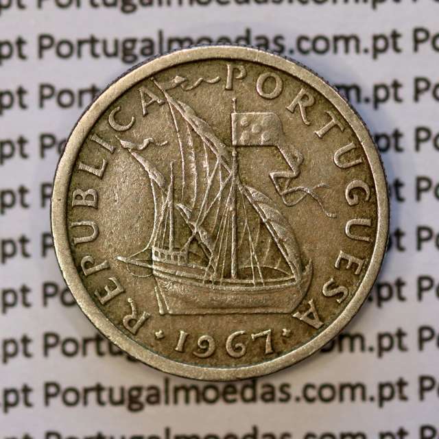 Portugal, coin of 5 Escudos 1967, 5$00 Escudos 1967 Copper-Nickel Portuguese Republic, (VF), World Coins Portugal KM 591