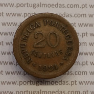 MOEDA DE VINTE CENTAVOS (20 CENTAVOS) BRONZE 1924 BC+