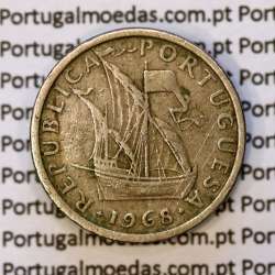5$00 escudos 1968 cupro-níquel, 5 Escudos 1968 cuproníquel da República Portuguesa, (BC), World Coins Portugal KM 591