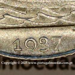 Portugal, Silver coin of 2-1/2 Escudos 1937, 2$50 Escudos 1937 silver Portuguese Republic, (VF+/XF), World Coins Portugal KM 580