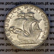 2$50 1937 ou 2.50 1937 prata, 2 escudos e 50 centavos 1937 em prata da Republica Portuguesa, (MBC+/Bela), Portugal KM 580