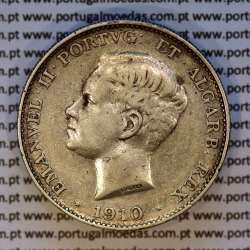 500 réis 1910 prata D. Manuel II, Marquês de Pombal, (MBC+), World Coins Portugal KM 557