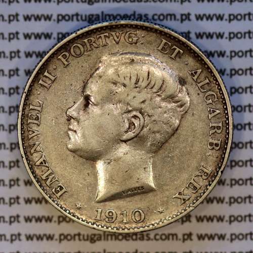 500 réis 1910 prata D. Manuel II, Marquês de Pombal, (MBC+), World Coins Portugal KM 557