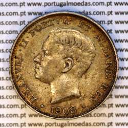 500-réis-1908-prata-D. Manuel-II, (MBC+), World-Coins-Portugal-KM-547