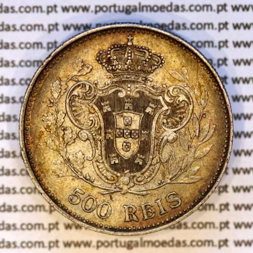 Portugal, Silver coin of 500 réis 1908 of D. Manuel II, (VF+), World Coins Portugal KM 547