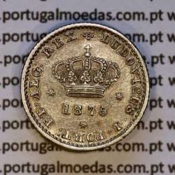 Portugal, silver coin 50 Réis 1875 of D. Luís I, half Tostão 1875, the rarest date of serie, World Coins Portugal KM 506
