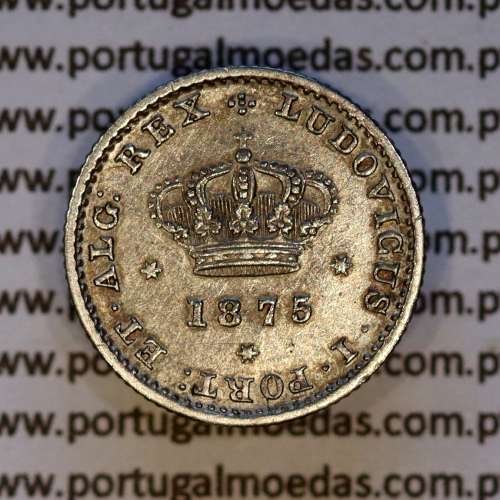 Portugal, silver coin 50 Réis 1875 of D. Luís I, half Tostão 1875, the rarest date of serie, World Coins Portugal KM 506