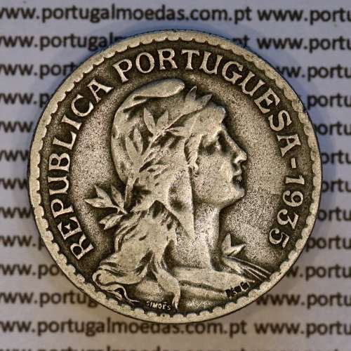 1 Escudo 1935 Alpaca, 1$00 1935 alpaca Republica Portuguesa, World Coins Portugal KM 578 B5a