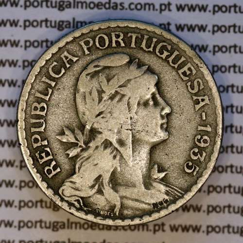 Portugal, 1 Escudo 1935 Copper-Nickel, 1$00 1935 alpaca, Key Date of the serie 1 Escudo, B6a