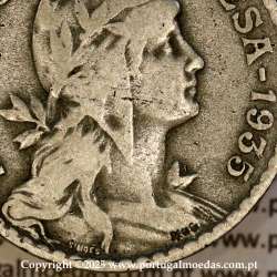 Portugal, 1 Escudo 1935 Copper-Nickel, 1$00 1935 alpaca, Key Date of the serie 1 Escudo, B6c
