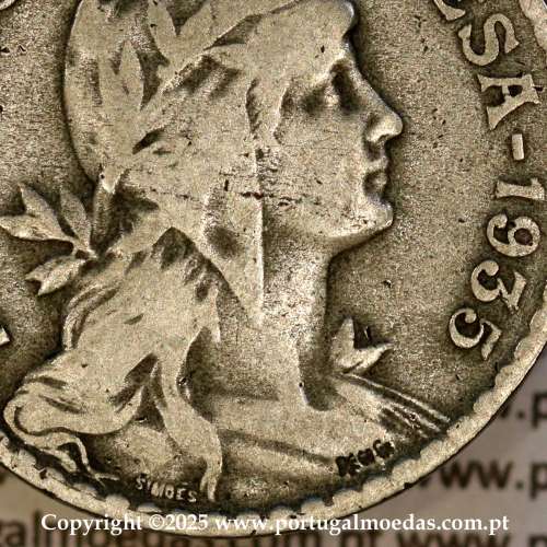 Portugal, 1 Escudo 1935 Copper-Nickel, 1$00 1935 alpaca, Key Date of the serie 1 Escudo, B6c