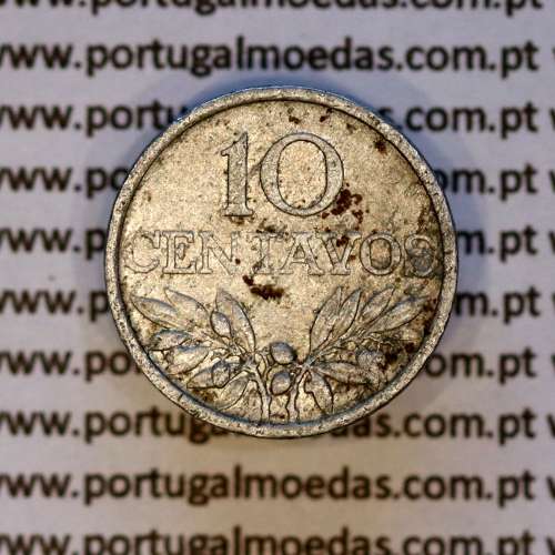 Portugal, aluminum coin of 10 centavos 1973 Portuguese Republic, (F+/VF-), World Coins Portugal KM 594