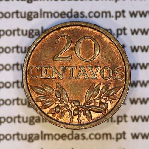 Portugal, bronze coin of 20 centavos 1969 Portuguese Republic, (XF), World Coins Portugal KM 595