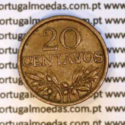 Portugal, bronze coin of 20 centavos 1969 Portuguese Republic, (VF), World Coins Portugal KM 595