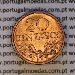 Portugal, bronze coin of 20 centavos 1970 Portuguese Republic, (UNC), World Coins Portugal KM 595