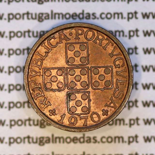 Portugal, bronze coin of 20 centavos 1970 Portuguese Republic, (XF), World Coins Portugal KM 595