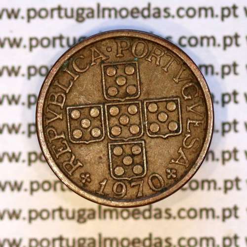 Portugal, bronze coin of 20 centavos 1970 Portuguese Republic, (VF), World Coins Portugal KM 595