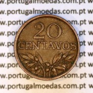 Portugal, bronze coin of 20 centavos 1970 Portuguese Republic, (VF), World Coins Portugal KM 595