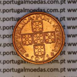 Portugal, bronze coin of 20 centavos 1971 Portuguese Republic, (UNC), World Coins Portugal KM 595 Portugal, bronze coin of 20 centavos 1971 Portuguese Republic, (UNC), World Coins Portugal KM 595