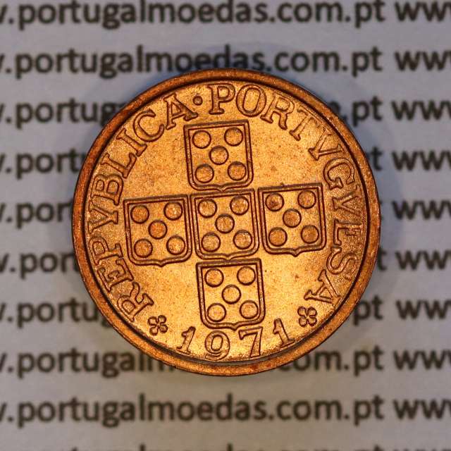 Portugal, bronze coin of 20 centavos 1971 Portuguese Republic, (UNC), World Coins Portugal KM 595
