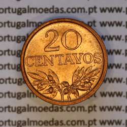 Portugal, bronze coin of 20 centavos 1971 Portuguese Republic, (UNC), World Coins Portugal KM 595 Portugal, bronze coin of 20 centavos 1971 Portuguese Republic, (UNC), World Coins Portugal KM 595