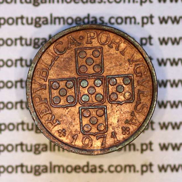 Portugal, bronze coin of 20 centavos 1971 Portuguese Republic, (XF), World Coins Portugal KM 595