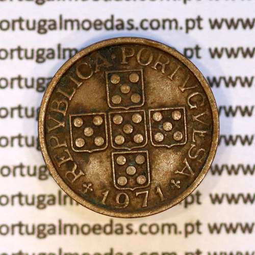 Portugal, bronze coin of 20 centavos 1971 Portuguese Republic, (VF), World Coins Portugal KM 595