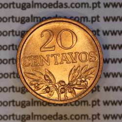 Portugal, bronze coin of 20 centavos 1972 Portuguese Republic, (UNC), World Coins Portugal KM 595